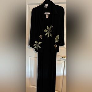 Vintage Studio G Genuine Black Made in U.S.A. Floral Print Dress & Sweater Set